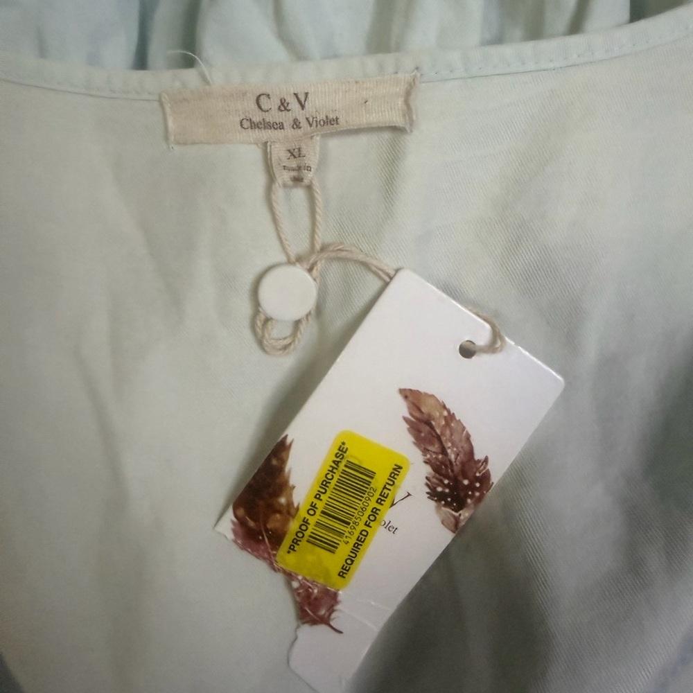 NWT Chelsea & Violet Blue Chambray Mini Dress Pink Embroidery XL See Photos - Picture 4 of 9